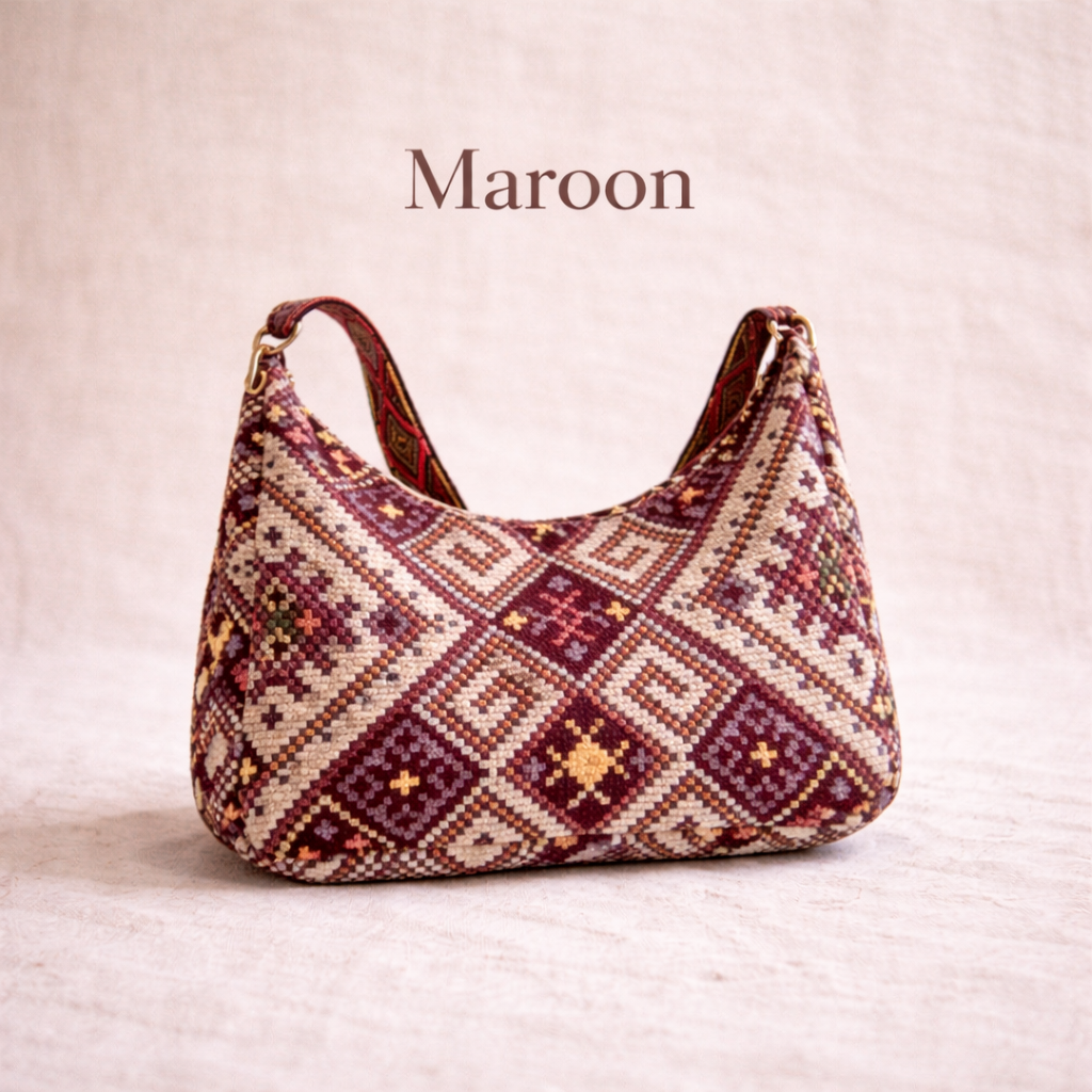 maroon printed shoulder bag trendy
