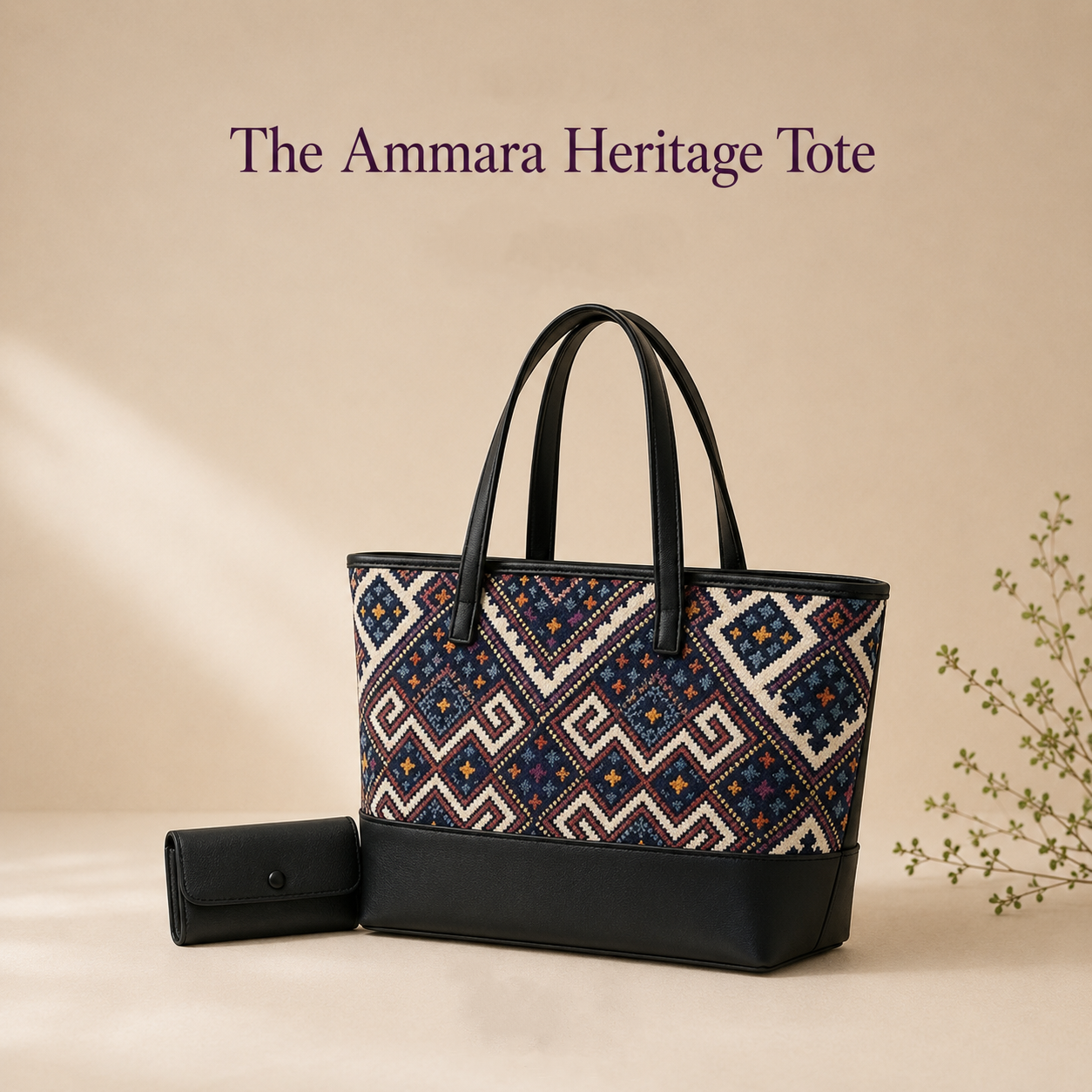Ajrak style tote bag for women