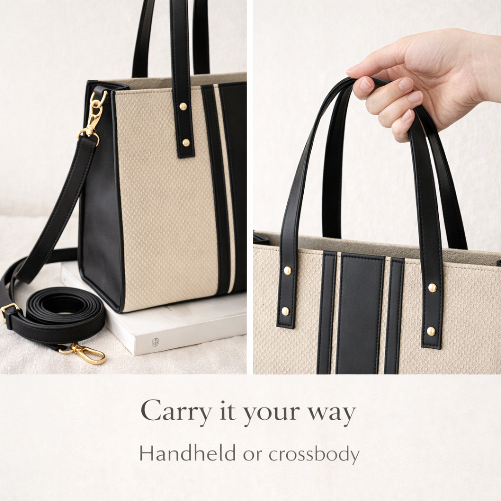 contrast stripe tote bag