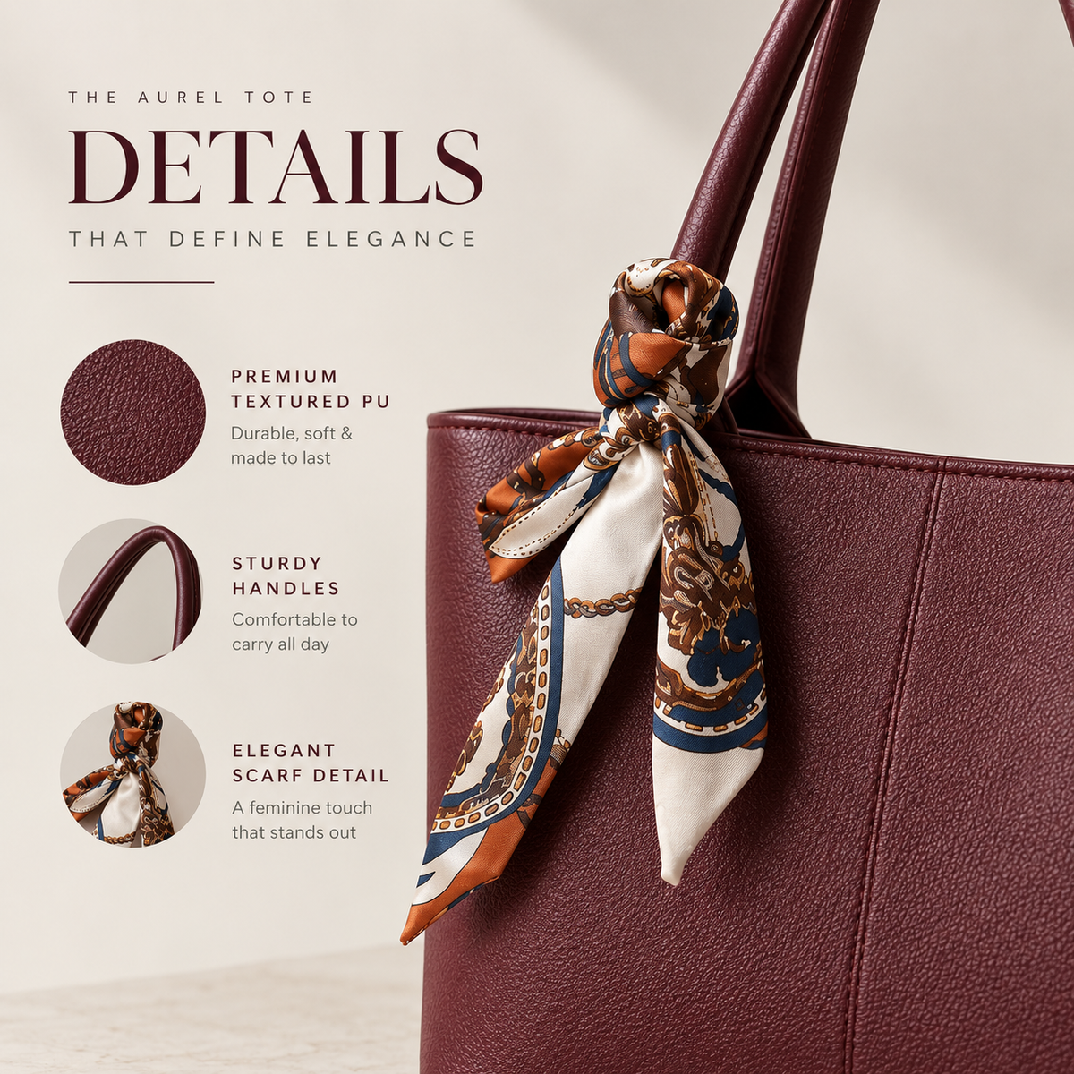 Textured PU leather tote bag 