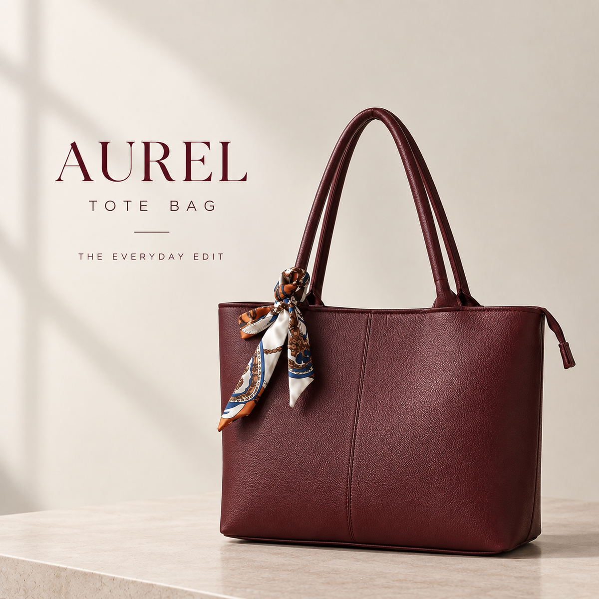 Maroon leather tote bag for women in Pakistan