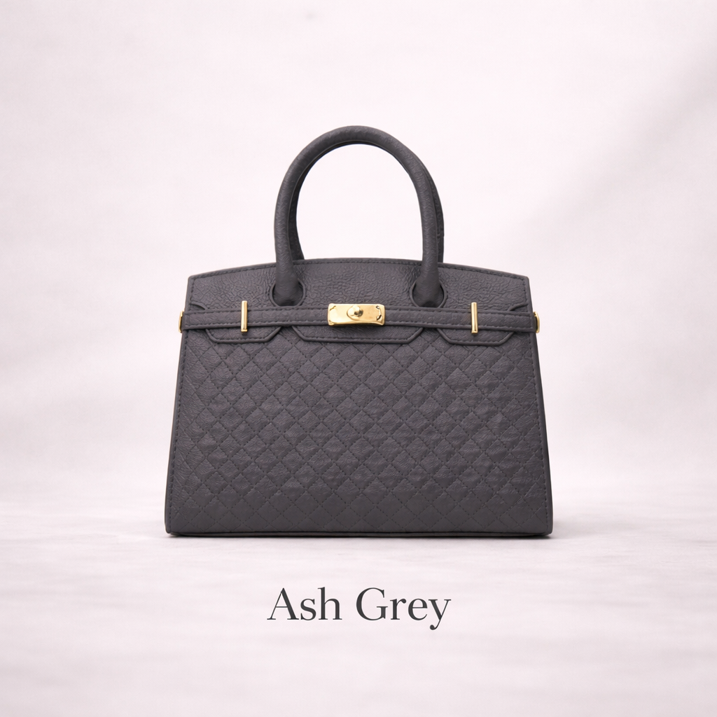 structured tote bag with gold lock