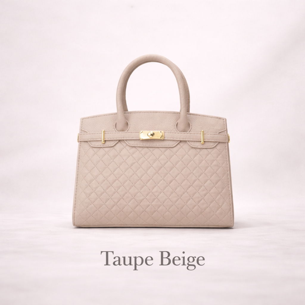 quilted texture handbag with gold hardware
