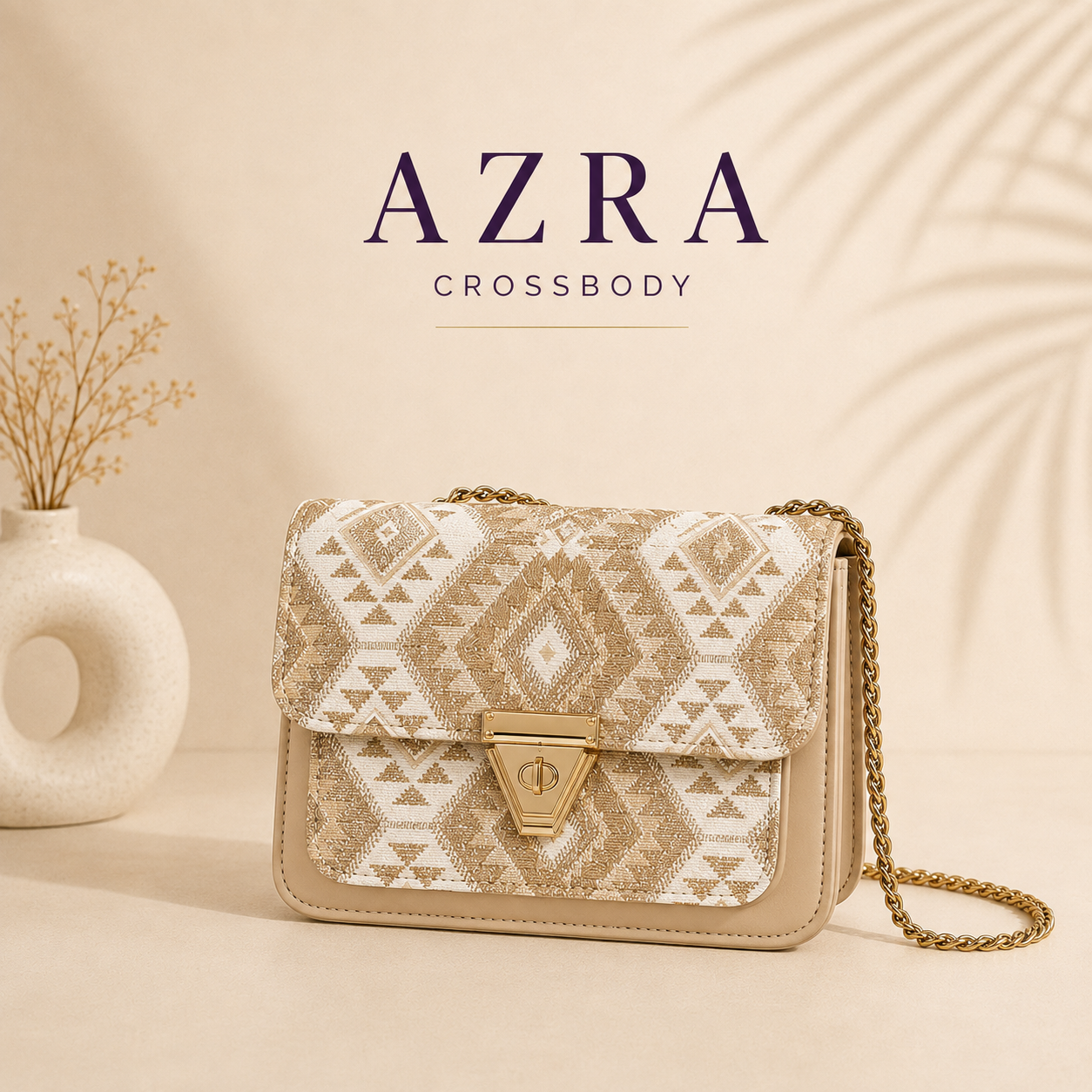 Crossbody woven geometric handbag