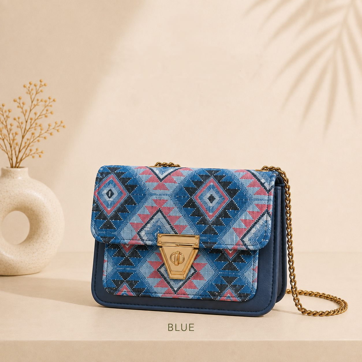 textured woven geometric fabric bag
