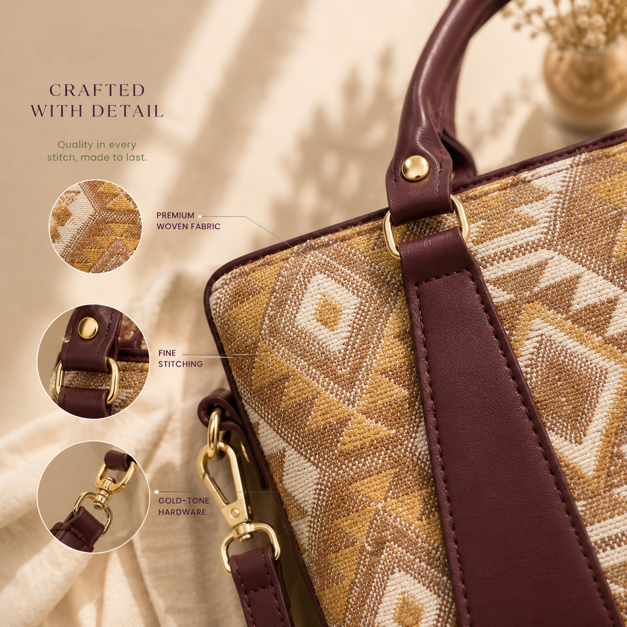 Women's premium jacquard tote bag