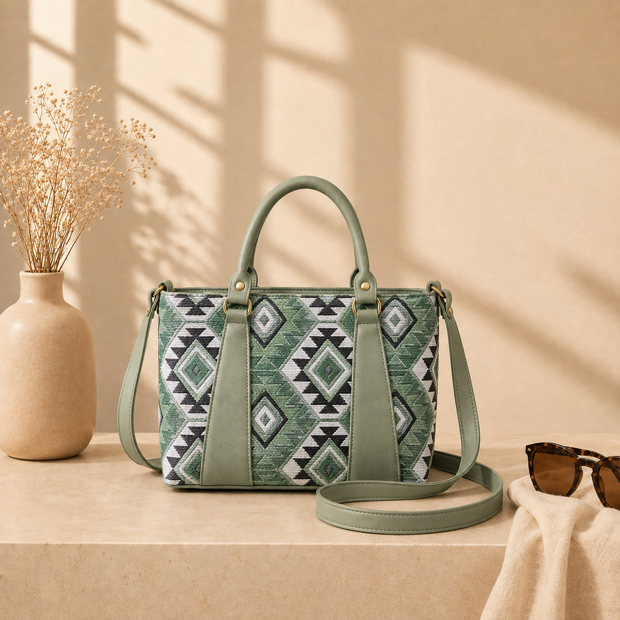 Spacious printed handbag 