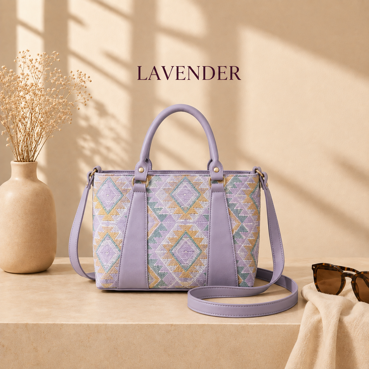 Fashion tote bag with premium leather trim