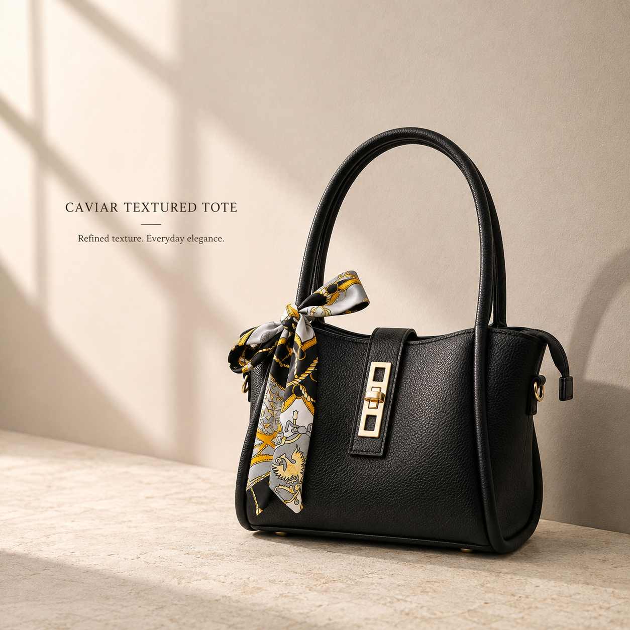Black structured tote bag for women