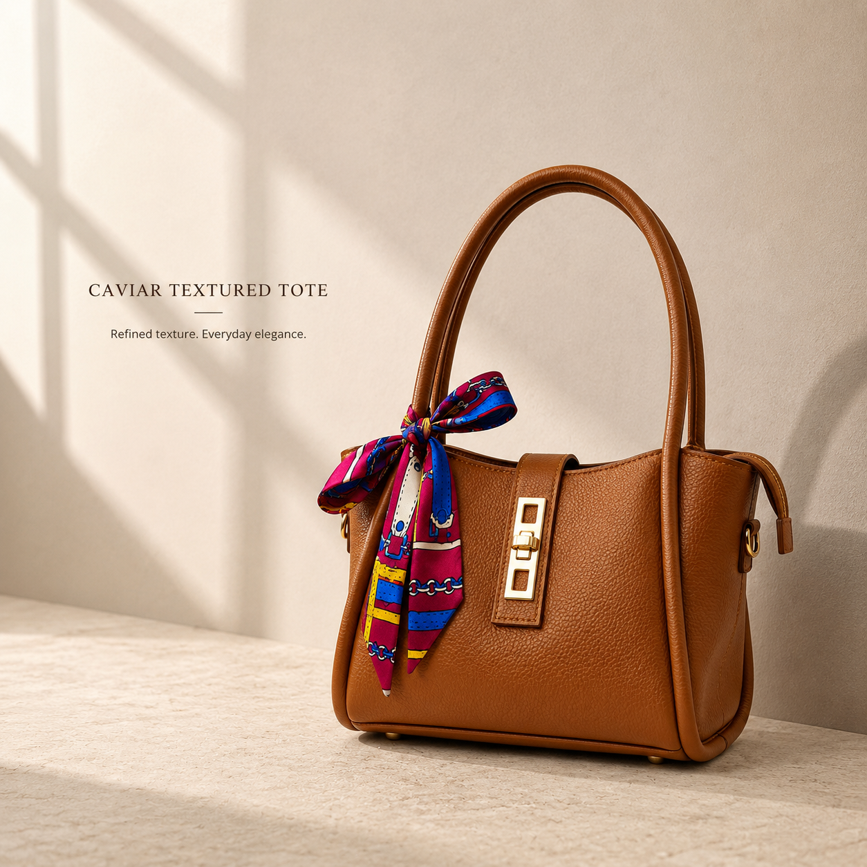 Caramel textured women's tote bag