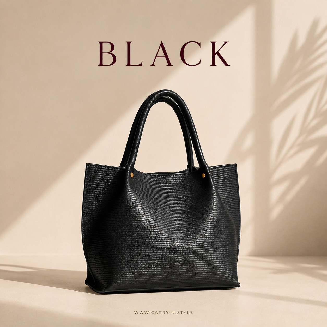 black tote bag textured finish