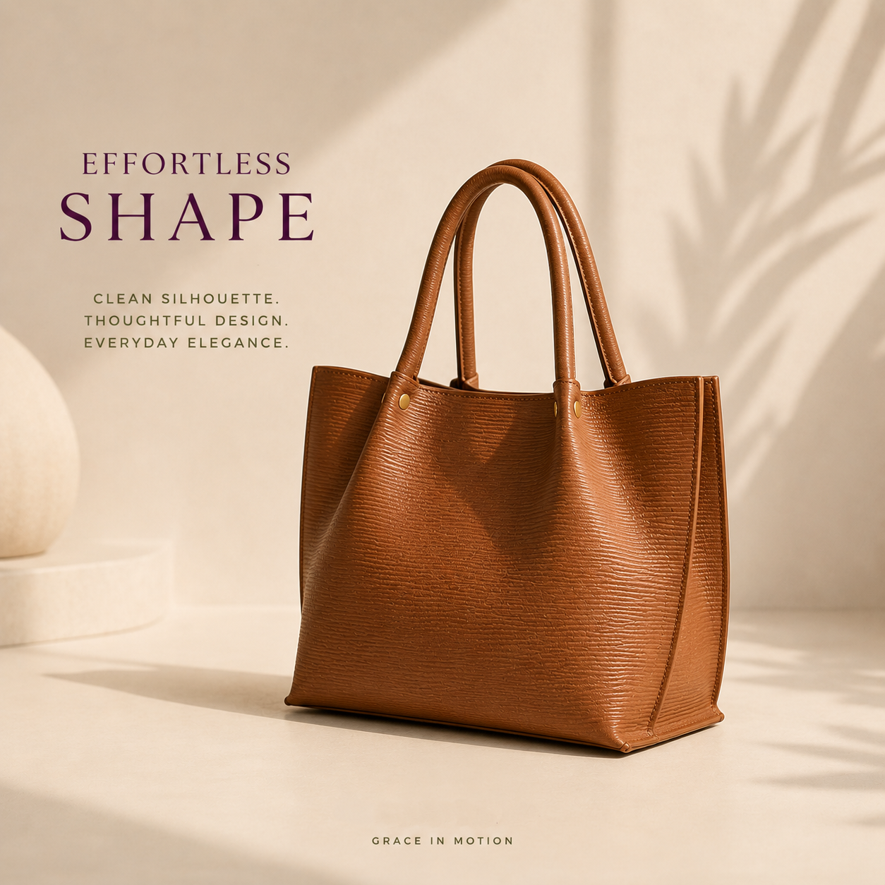 brown tote bag front view