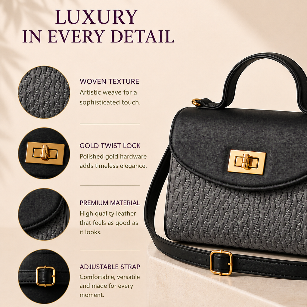 Gold lock handbag