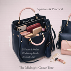 Elegant navy blue structured tote bag for women