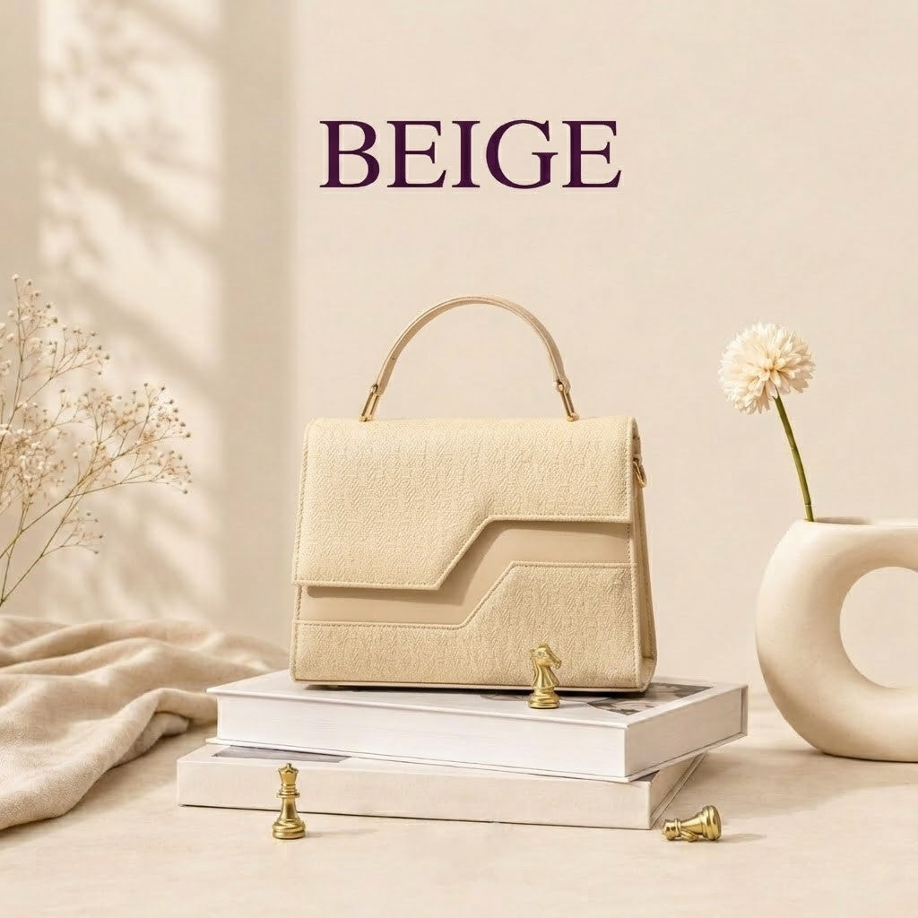 Beige structured handbag