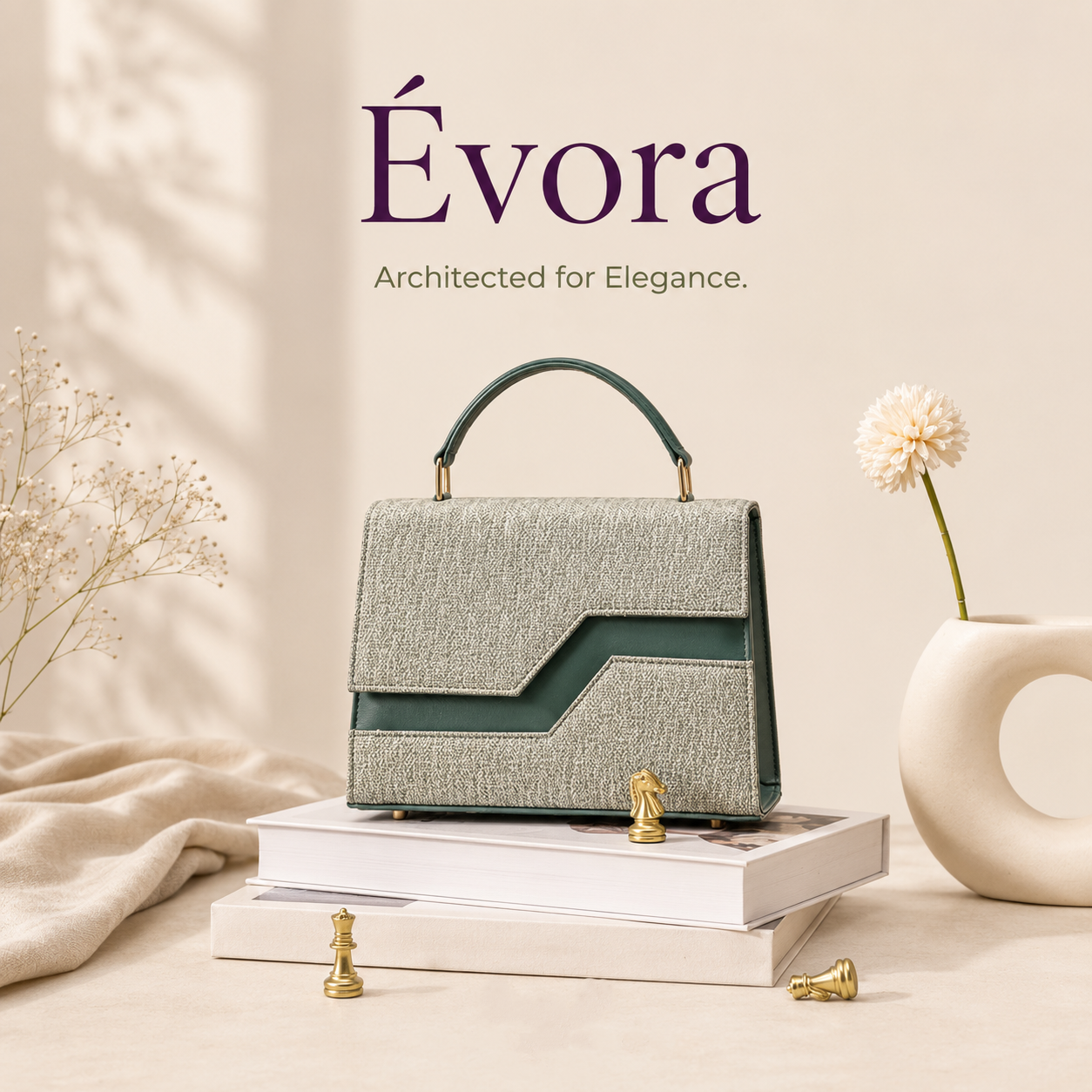 Green structured handbag