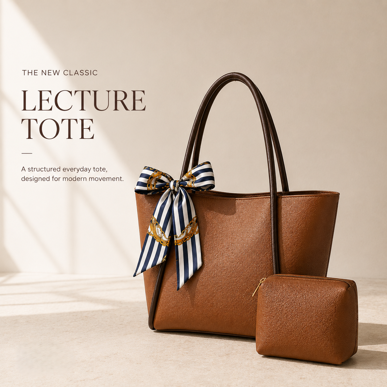 caramel brown textured women's tote