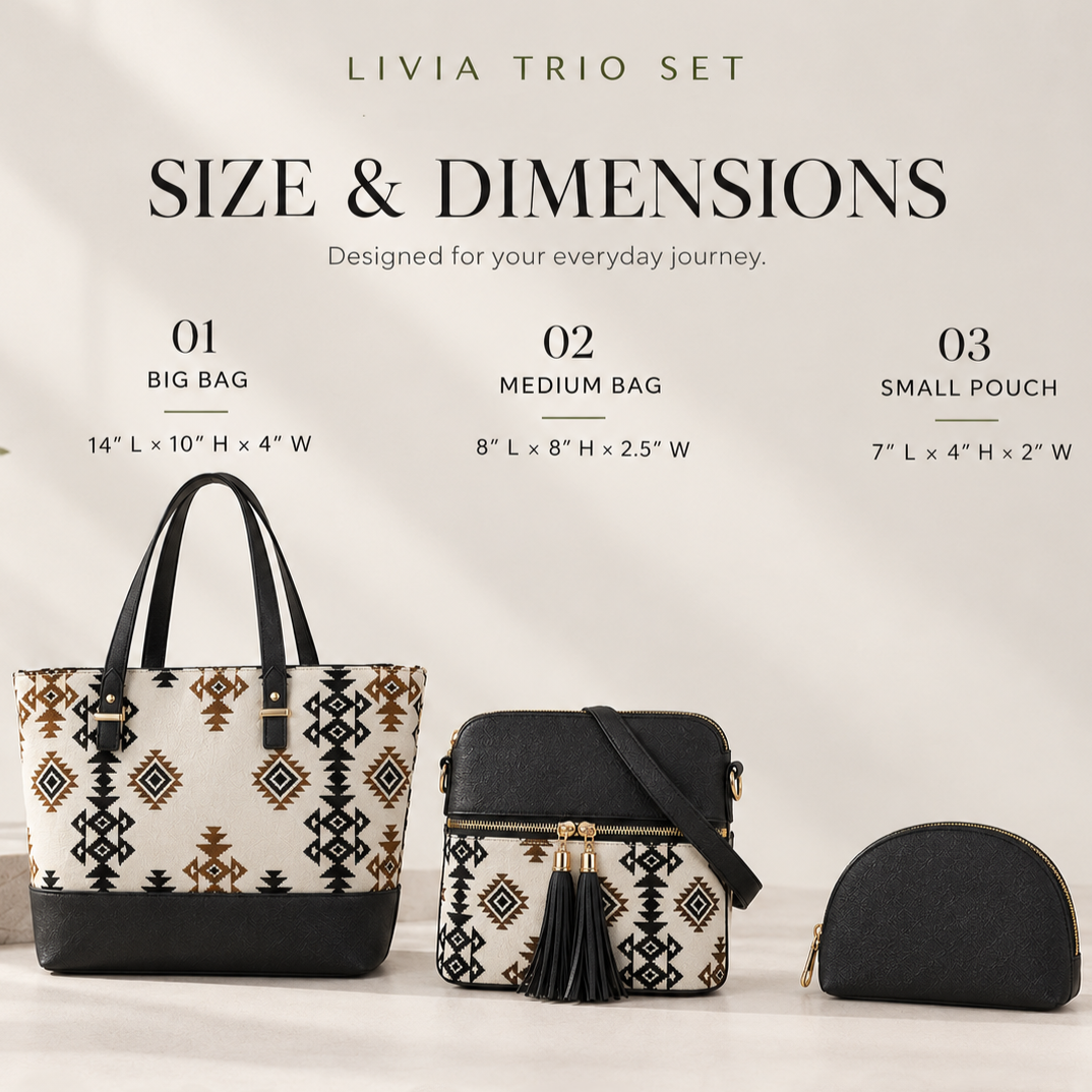 Matching crossbody bag and tote handbag set for women