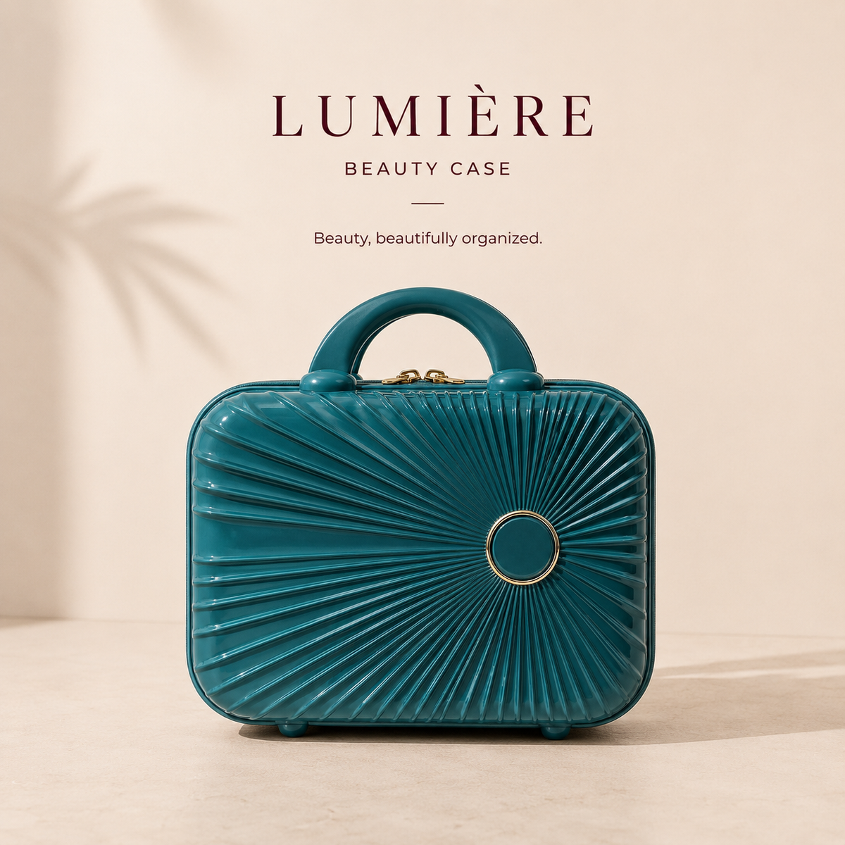 Elegant hard shell cosmetic travel case