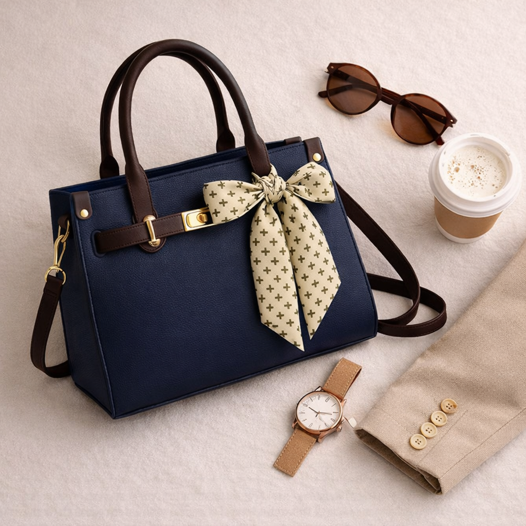 Luxury handbag with detachable strap