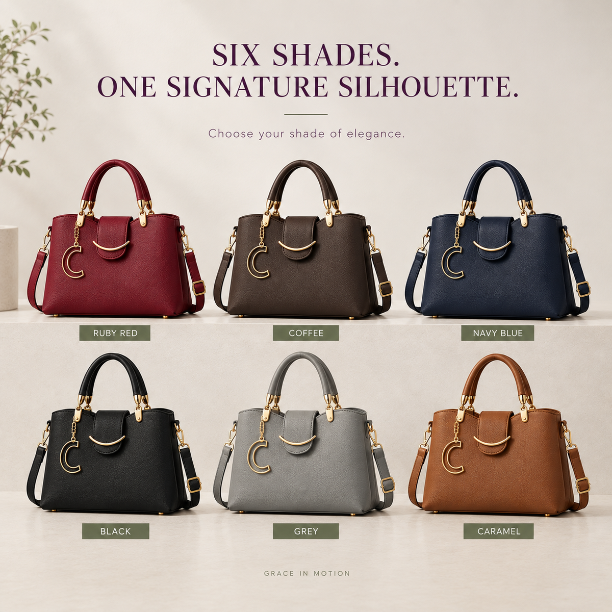 Six colors structured tote bags