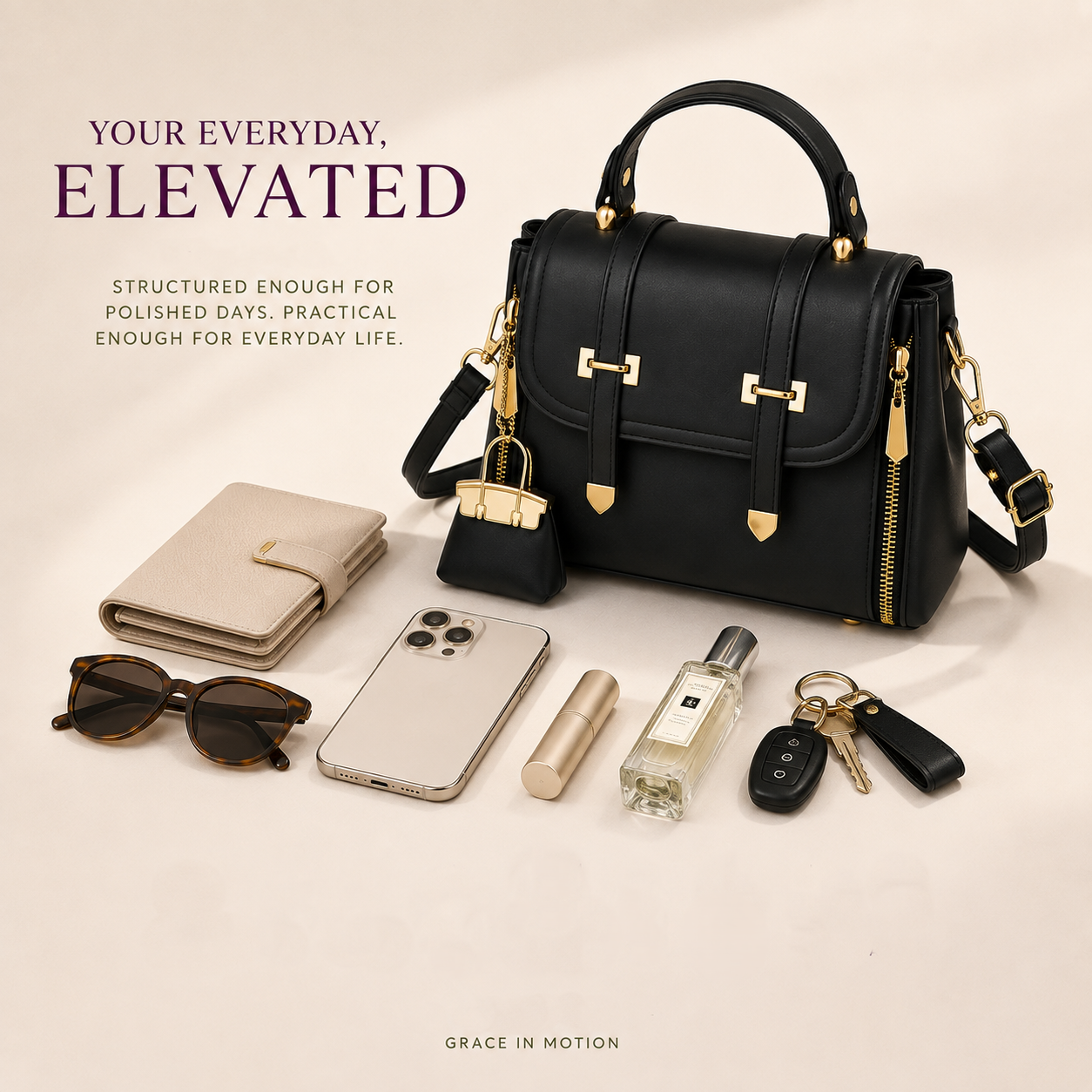 elegant black handbag for women