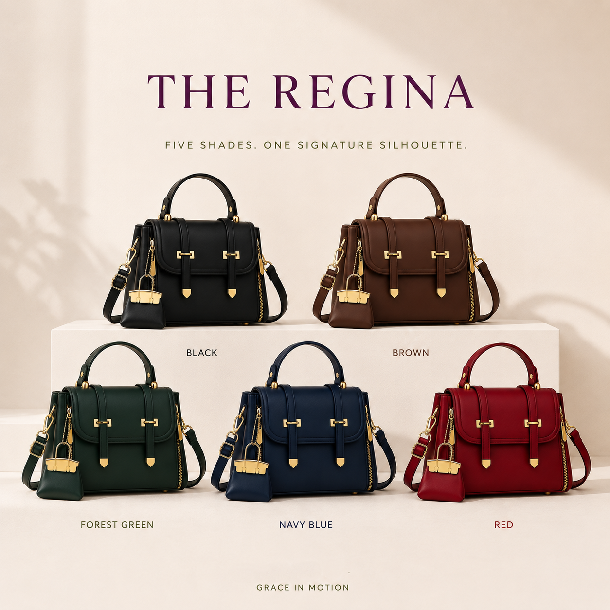 women's handbag with gold hardware