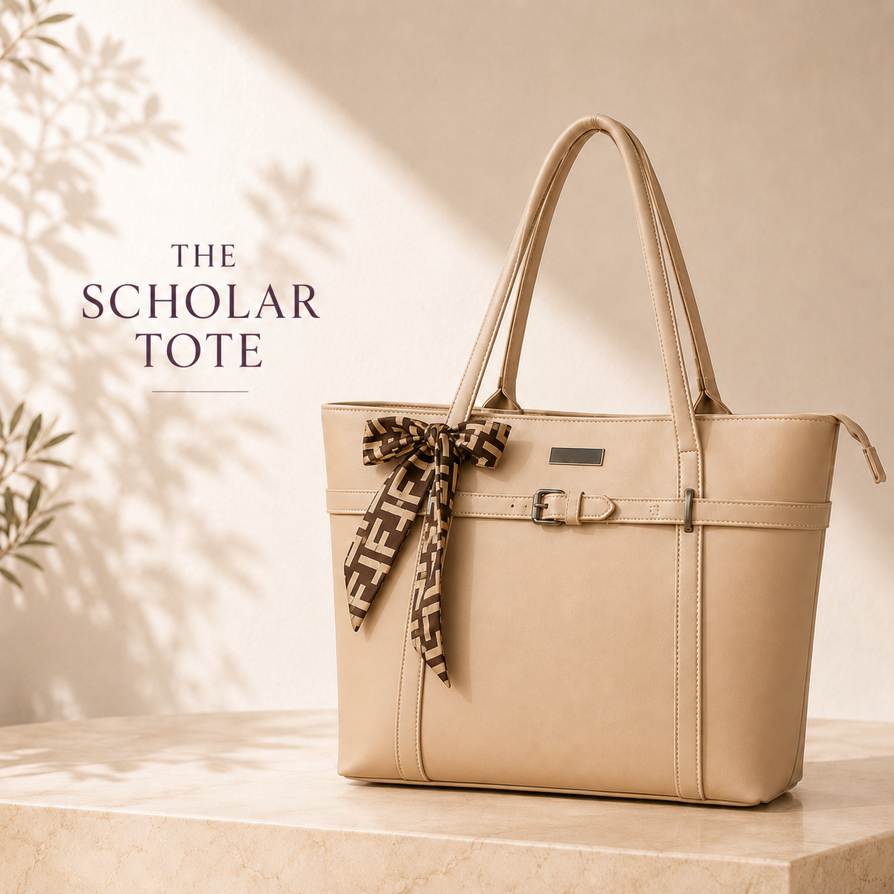 beige women's tote bag