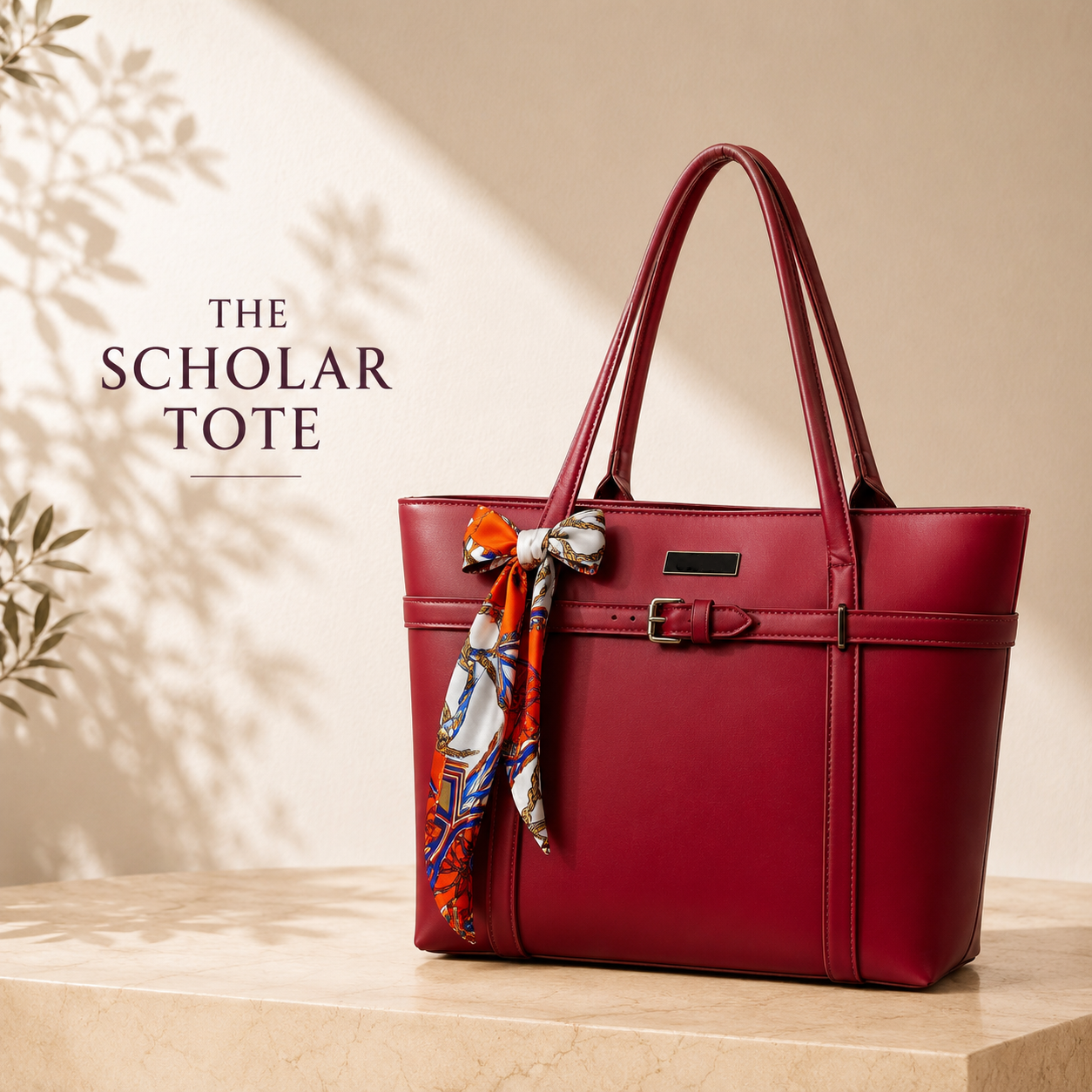 women's tote with scarf