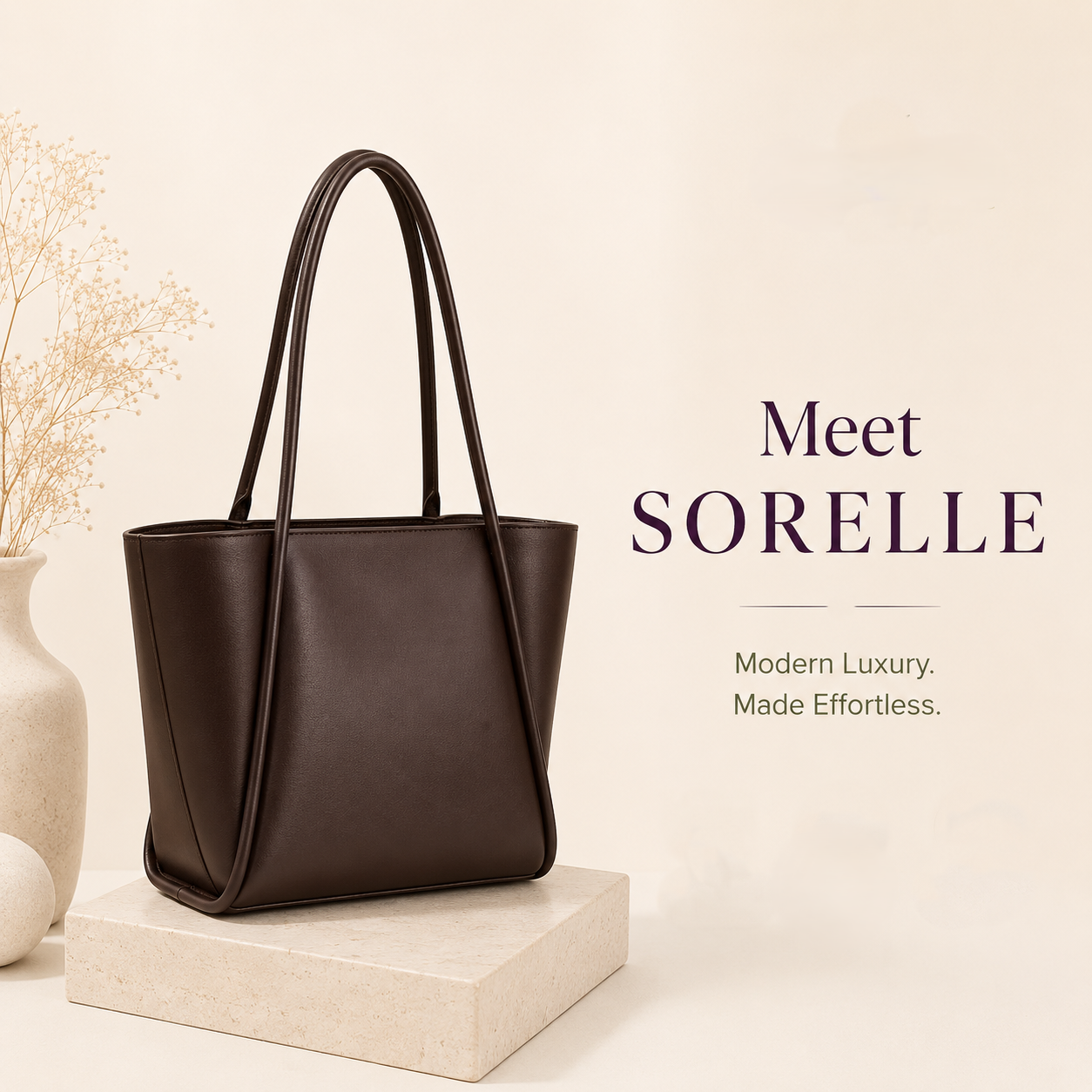 Classic Brown Leather Look Tote