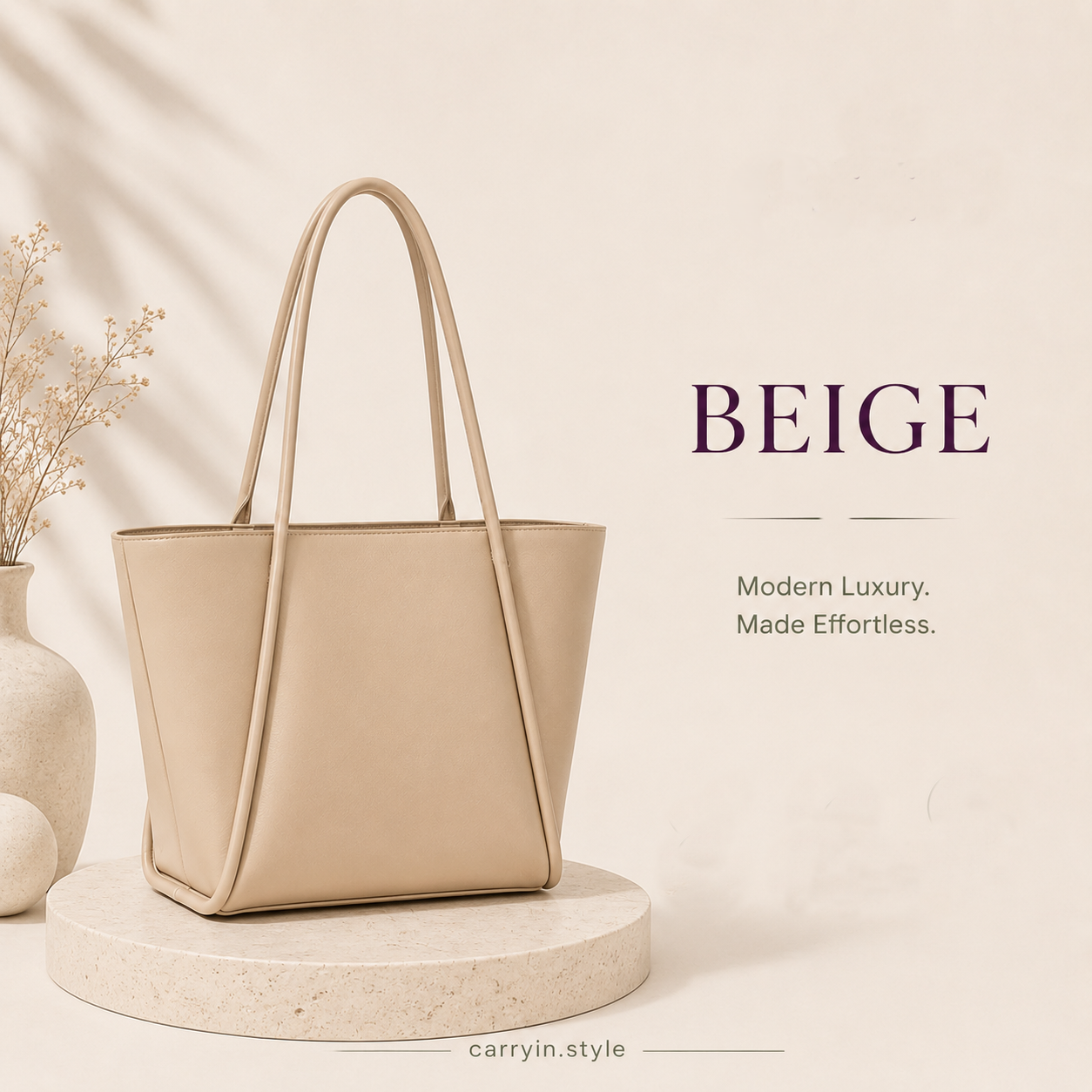 Minimal Beige Tote Bag