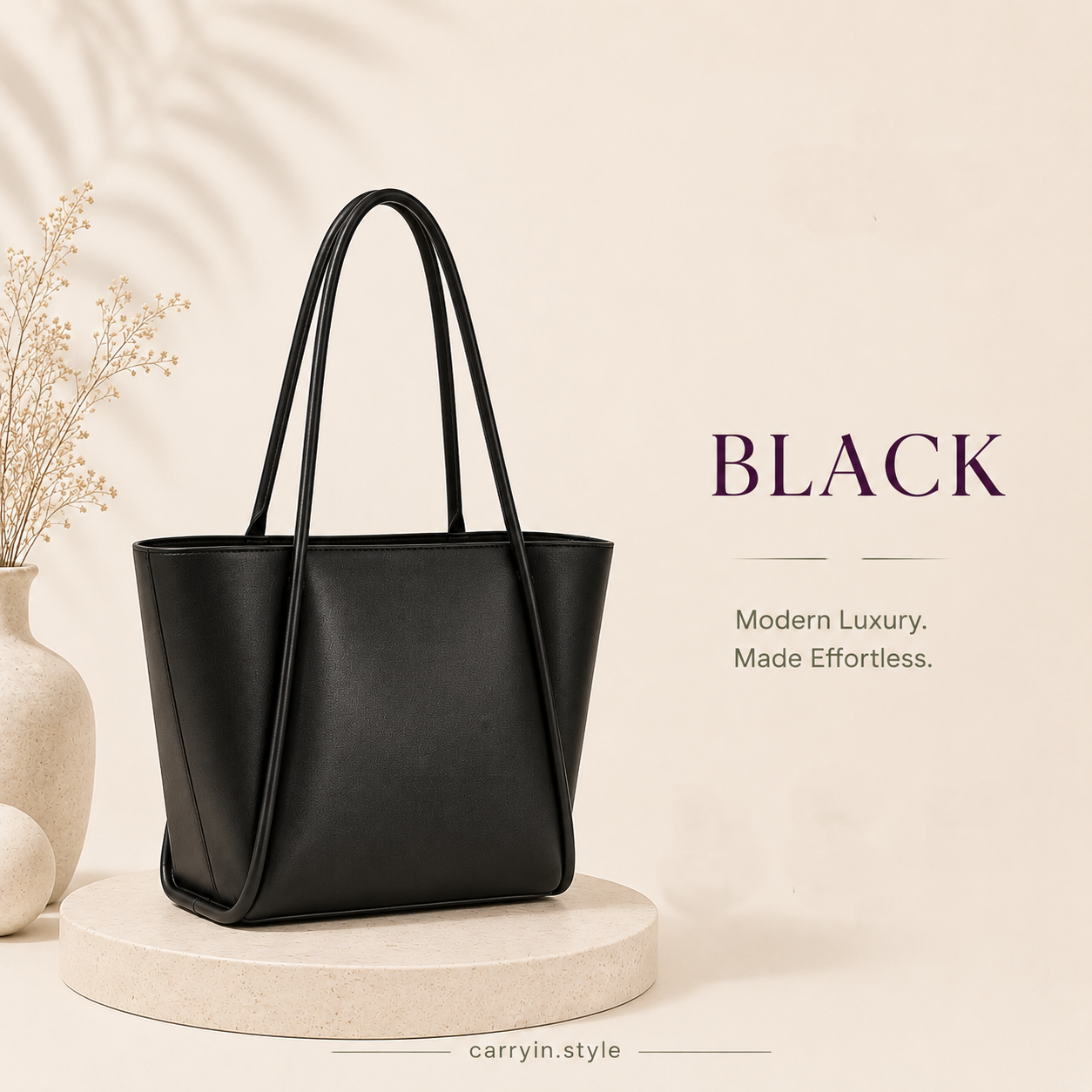 Minimal Black Tote Bag