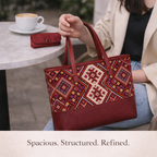 Structured tote bag with matching mini pouch