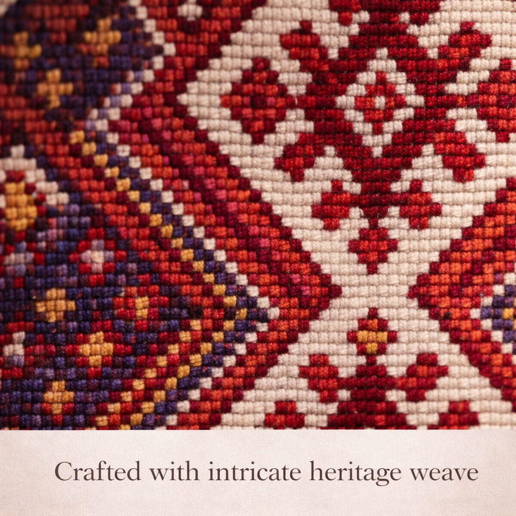 Premium woven heritage handbag with leather base