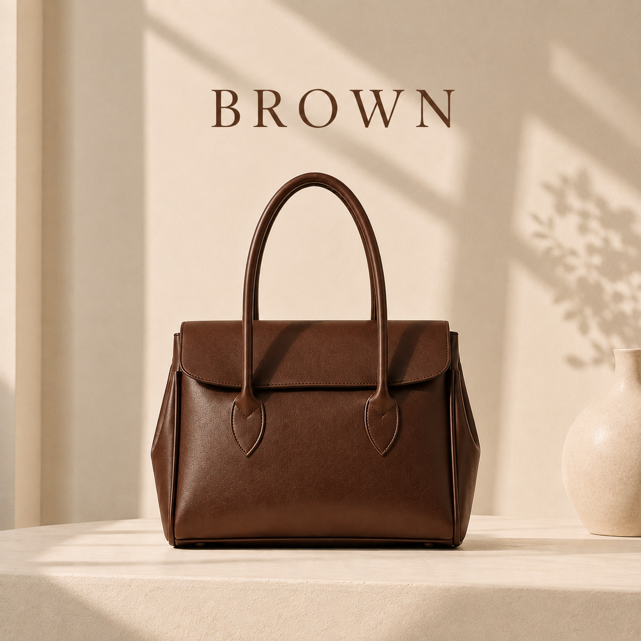 Brown premium tote handbag for women