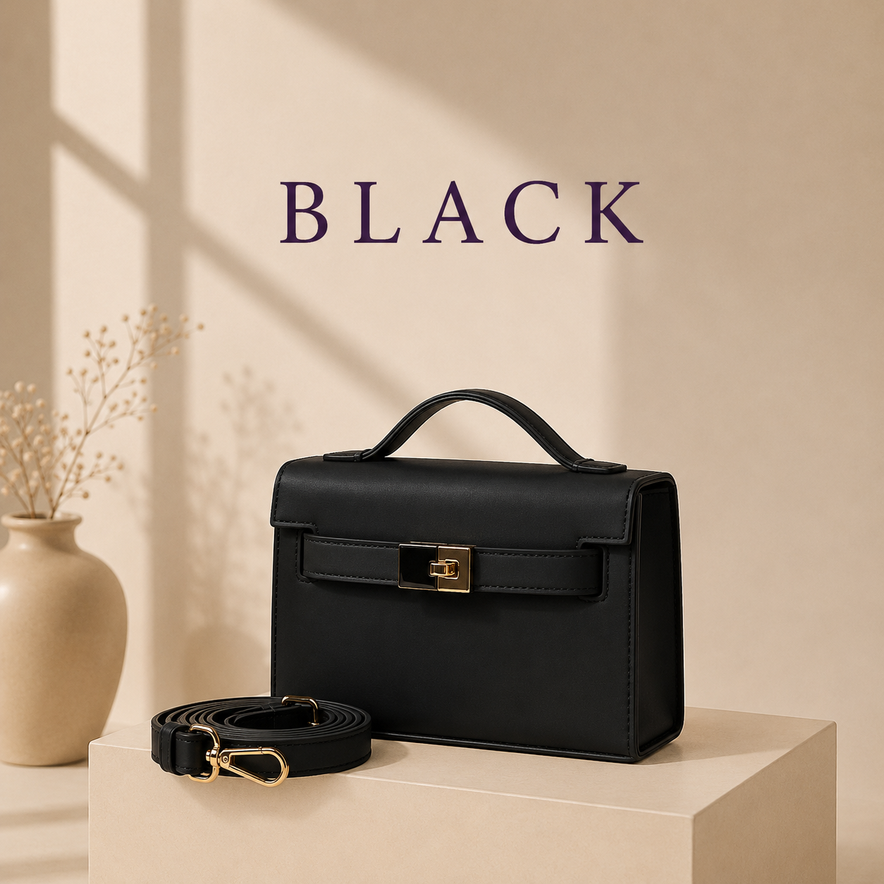 Elegant Black Structured Bag