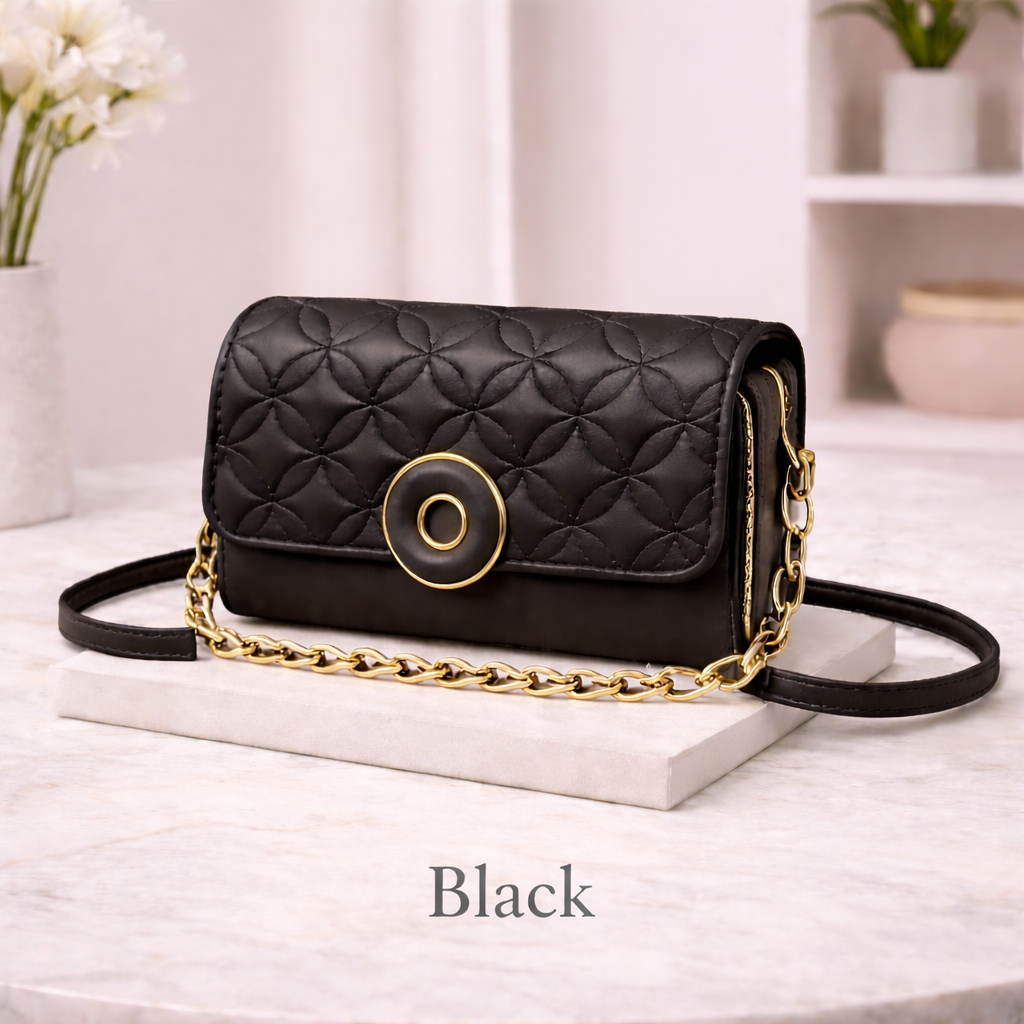 black quilted purse