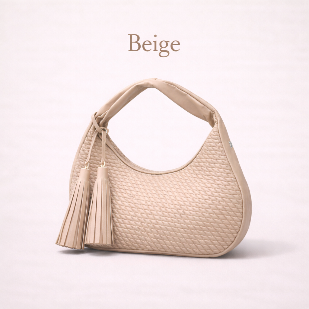 beige quilted handbag