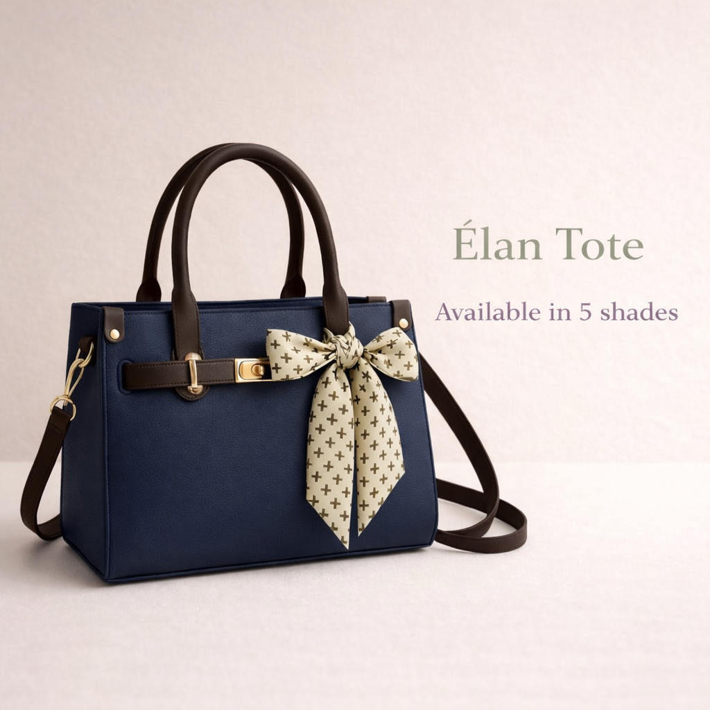 Élan Tote structured handbag in navy blue